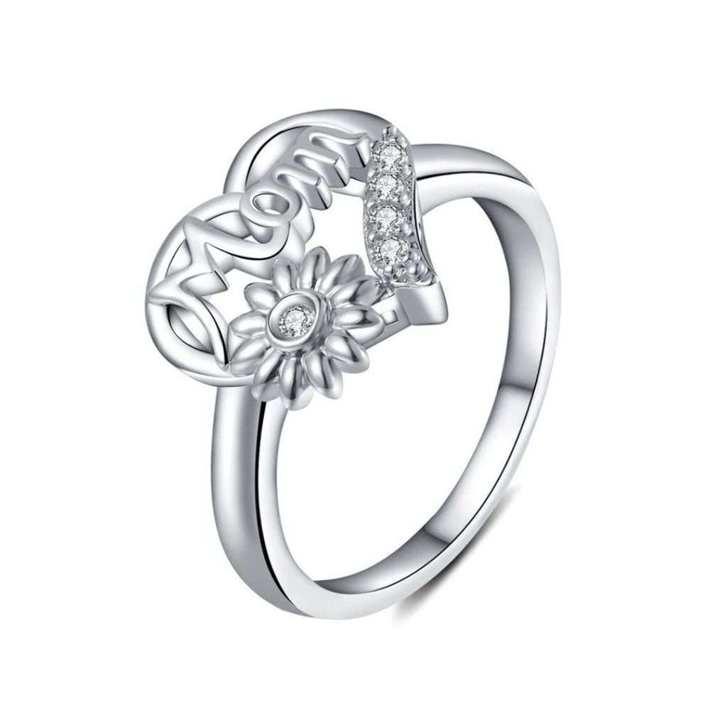 Silver ring for MOM with CZ . - Picture 1 of 4